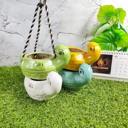 Animal Shape Khurja Pottery Hanging Ceramic Pots