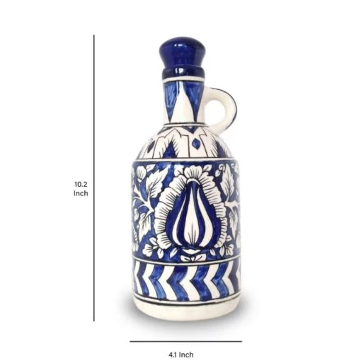 Mughal Art Blue Painting Khurja Ceramic Bottles