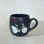 Bike Coffee Mug with Heart Black
