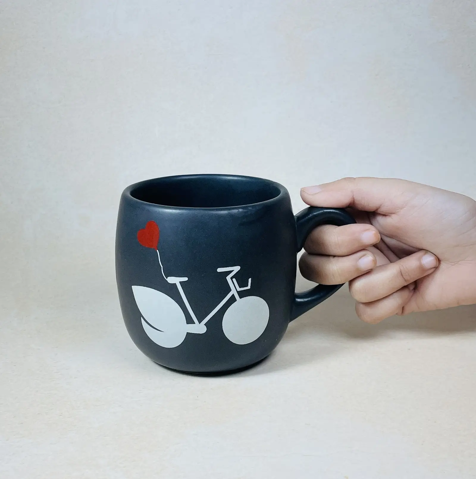 Bike Coffee Mug with Heart Black 2 Bike Coffee Mug with Heart Black