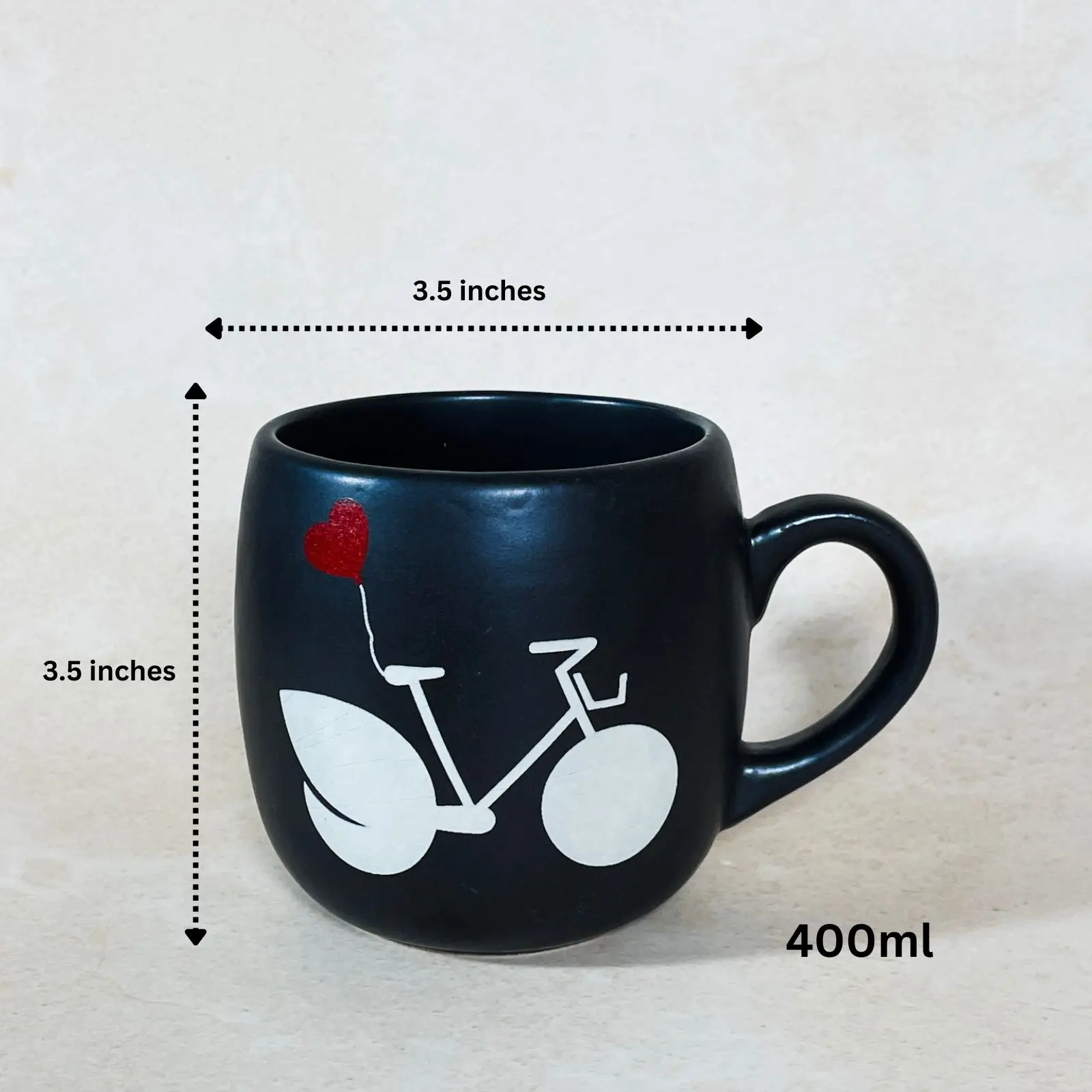 Bike Coffee Mug with Heart Black Bike Coffee Mug with Heart Black