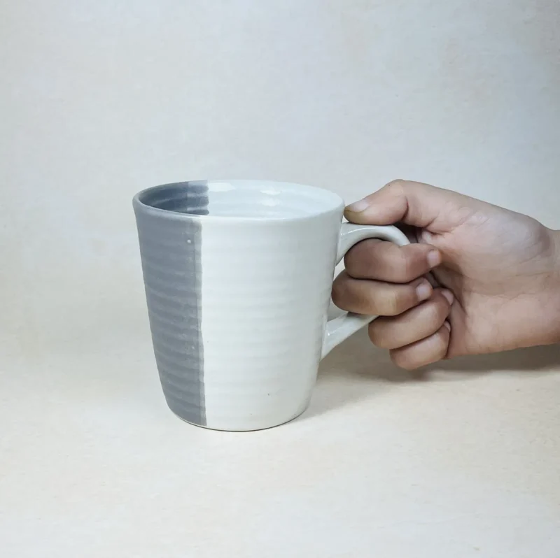 Dazzle Stoneware Coffee Mug Gray White