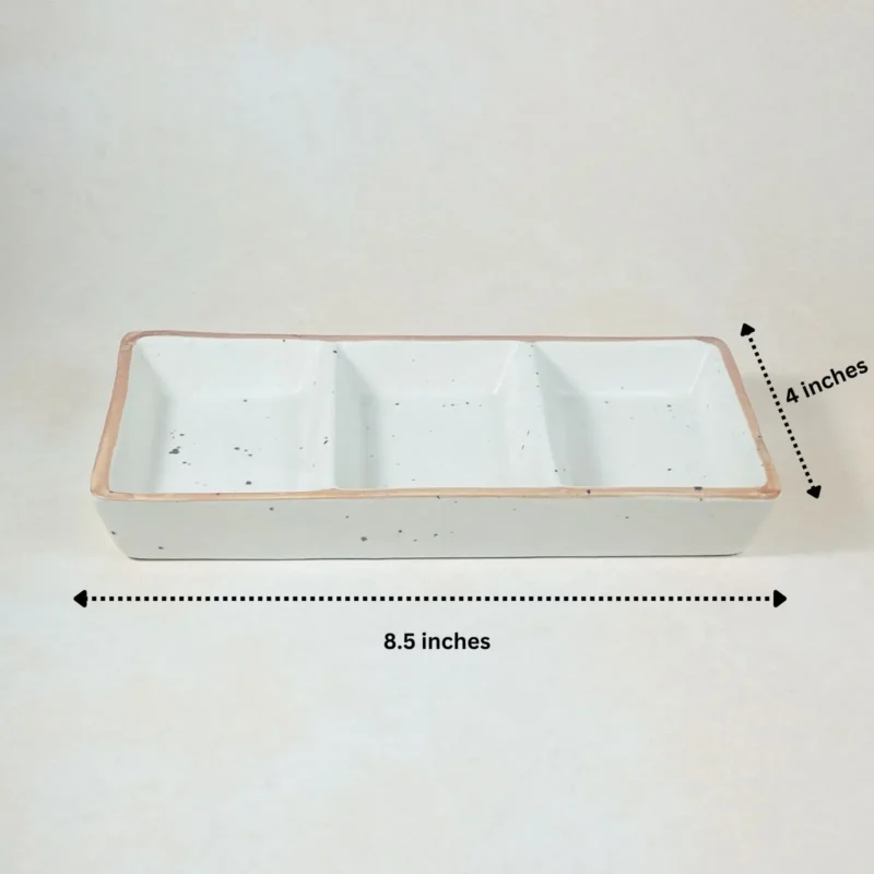 Ceramic Dip Sauce Tray With 3 Compartment