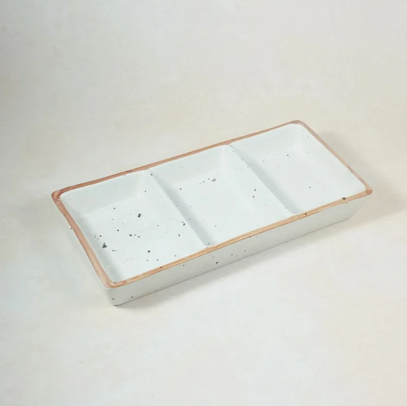 Ceramic Dip Sauce Tray With 3 Compartment