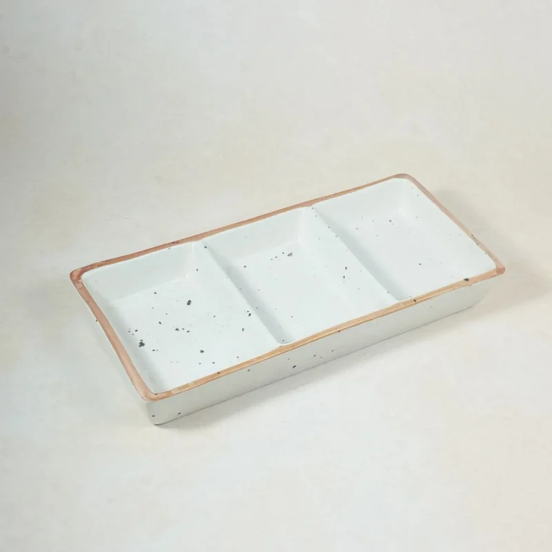 Ceramic Dip Sauce Tray With 3 Compartment