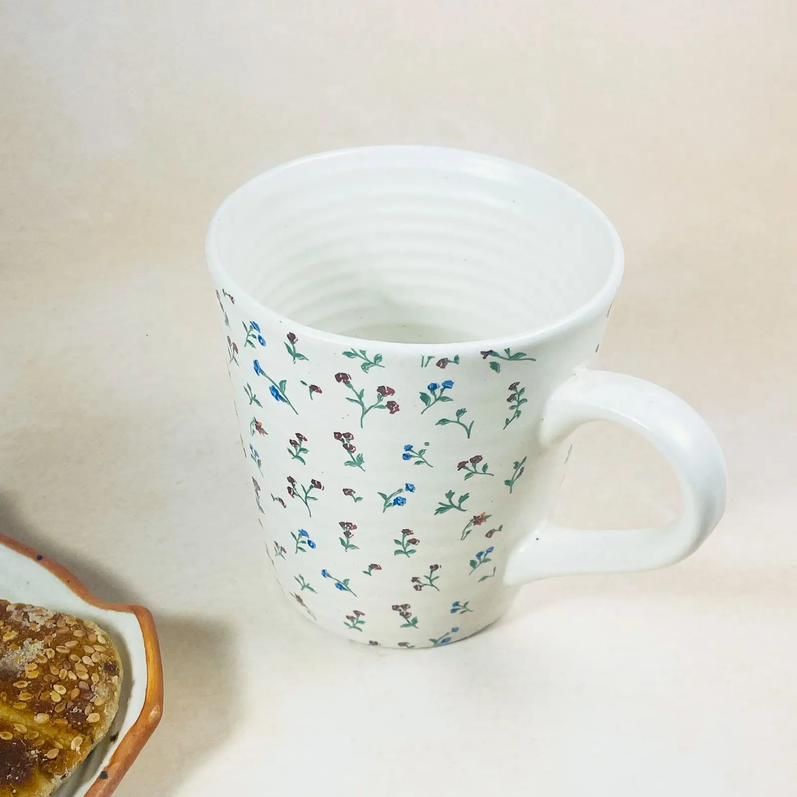 Handmade Floral Printed Ceramic Coffee Mug1 Handmade Floral Printed Ceramic Coffee Mug