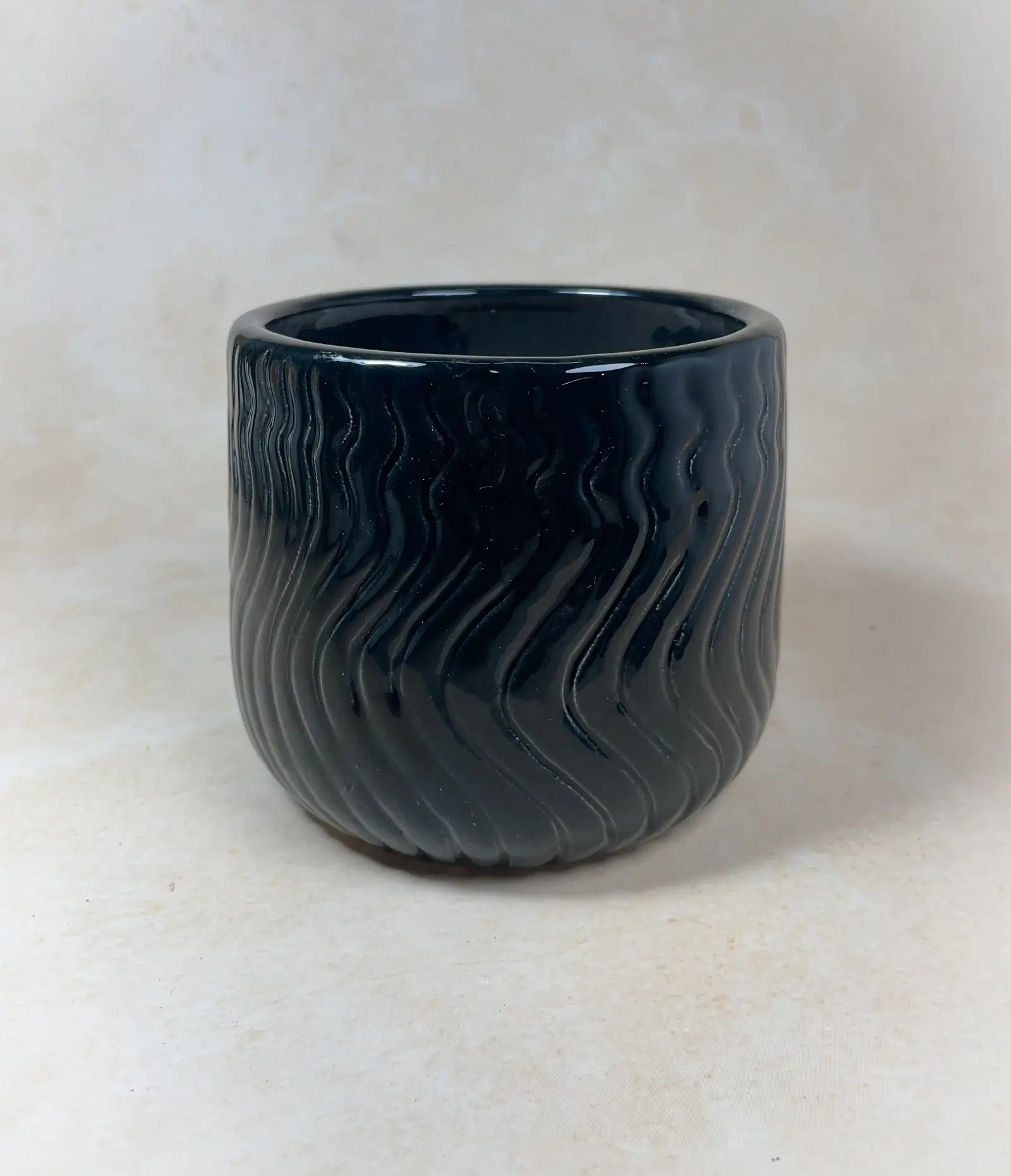 Handmade Ivory Wave Textured Ceramic indoor Planter without plant