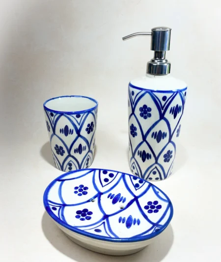 Classic Blue & White Ceramic Bath Ensemble